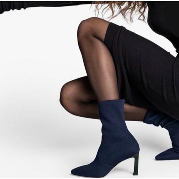 Stuart Weitzman Navy rapture Portofino canvas stretch boot - Picture 5 of 10
